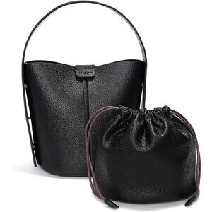 Newbella Women's Black Bucket Soft PU Leather Tote Hobo Purses with Zipper